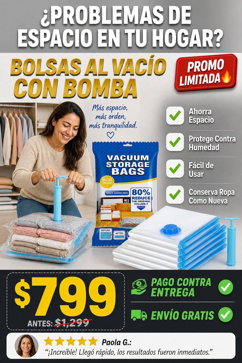 Bolsas Al Vacio Con Bomba Almacenamiento oferta 2 x1 total 10 bolsas y 2 bombas - imagen 3