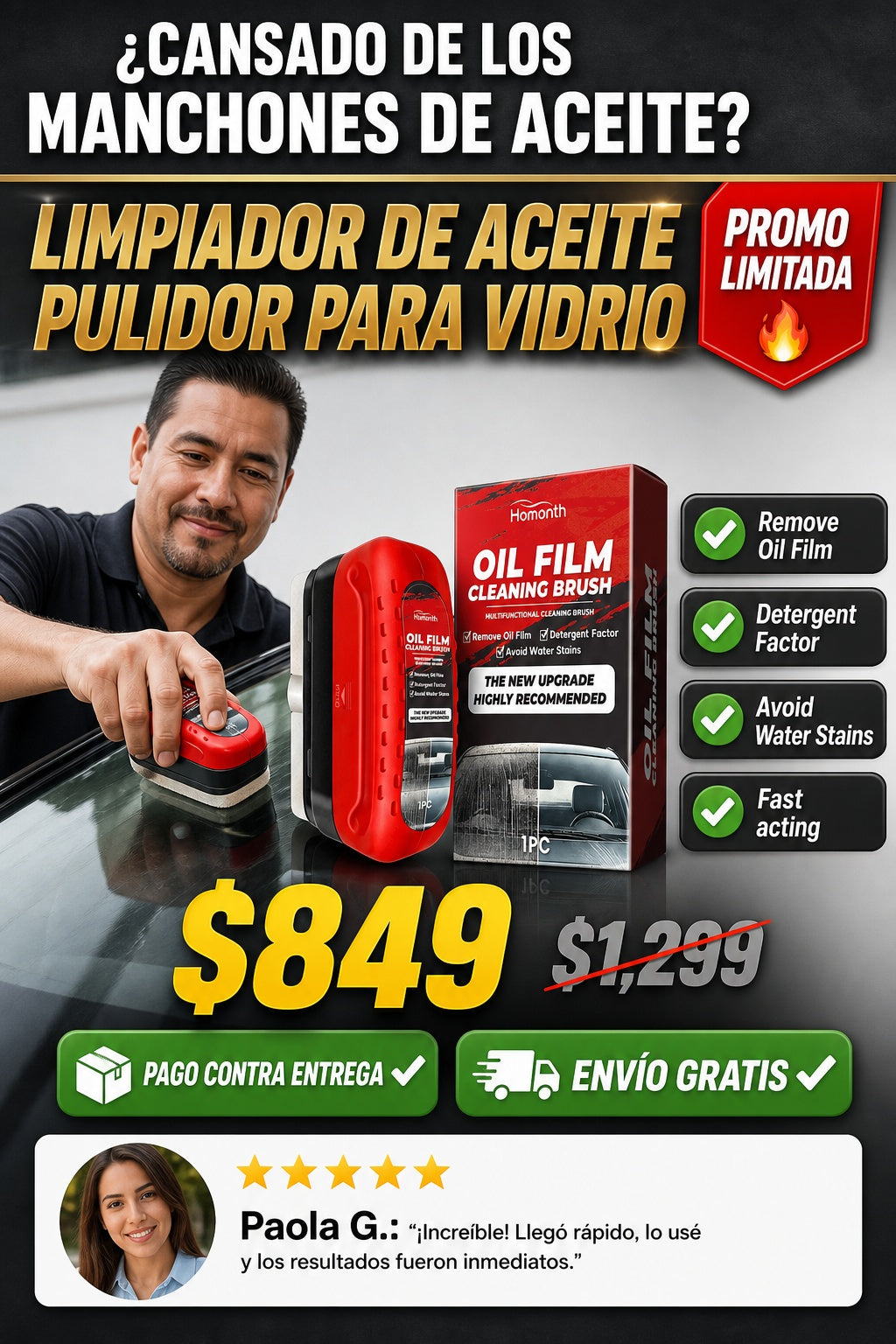 Limpiador De Aceite Pulidor Para Vidrio - imagen 3