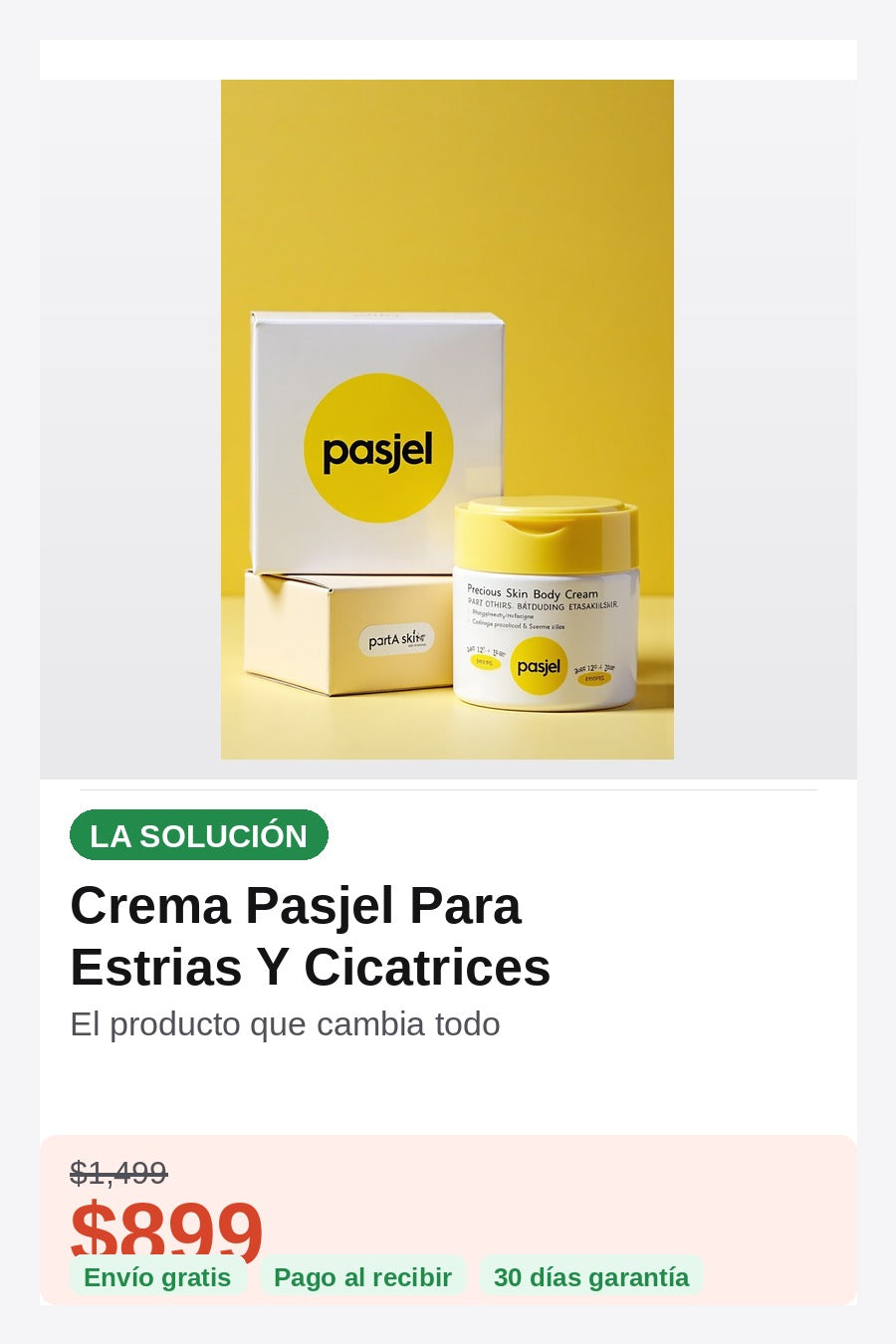 Crema Pasjel Para Estrias Y Cicatrices — solucion