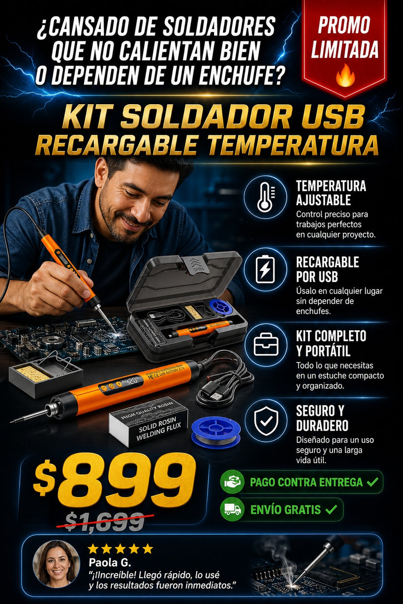 Kit Soldador Usb Recargable Temperatura - imagen 3