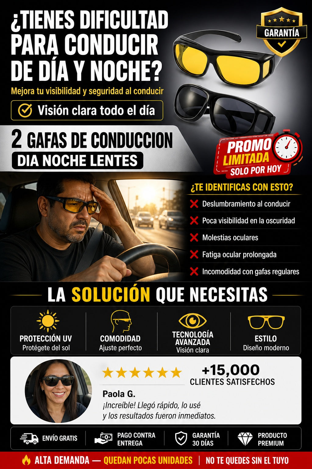 2 Gafas De Conduccion Dia Noche Lentes - imagen 3