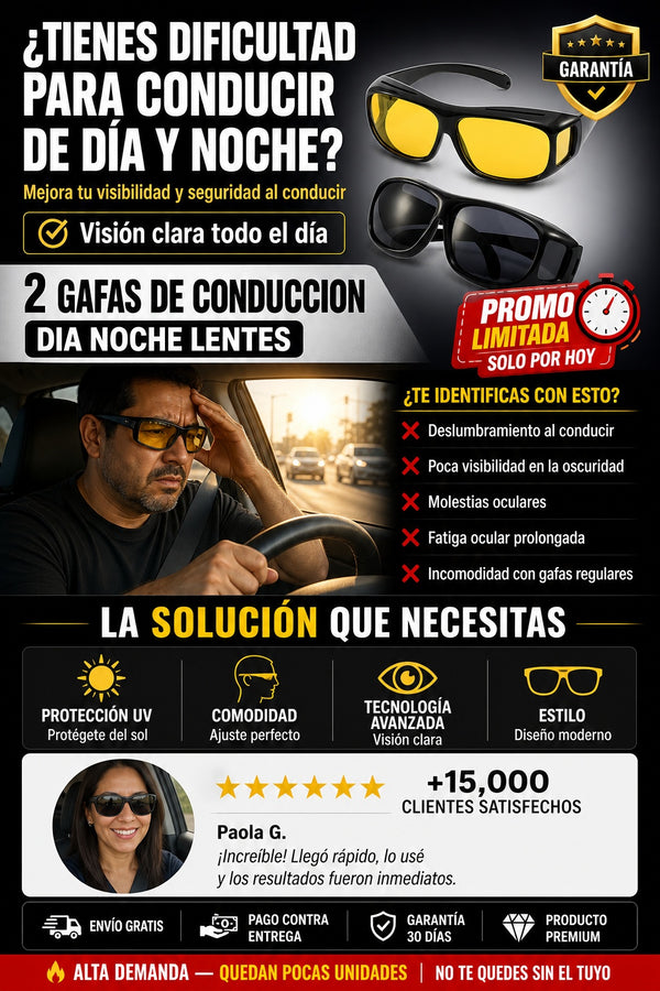 2 Gafas De Conduccion Dia Noche Lentes - imagen 3