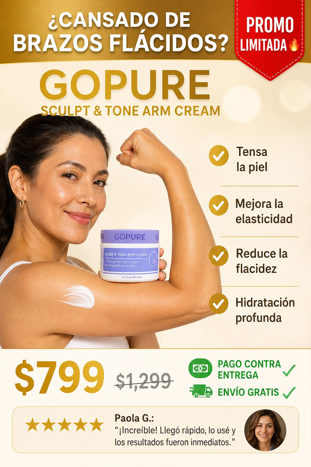 Crema Reafirmante Para Brazo Gopure - imagen 3