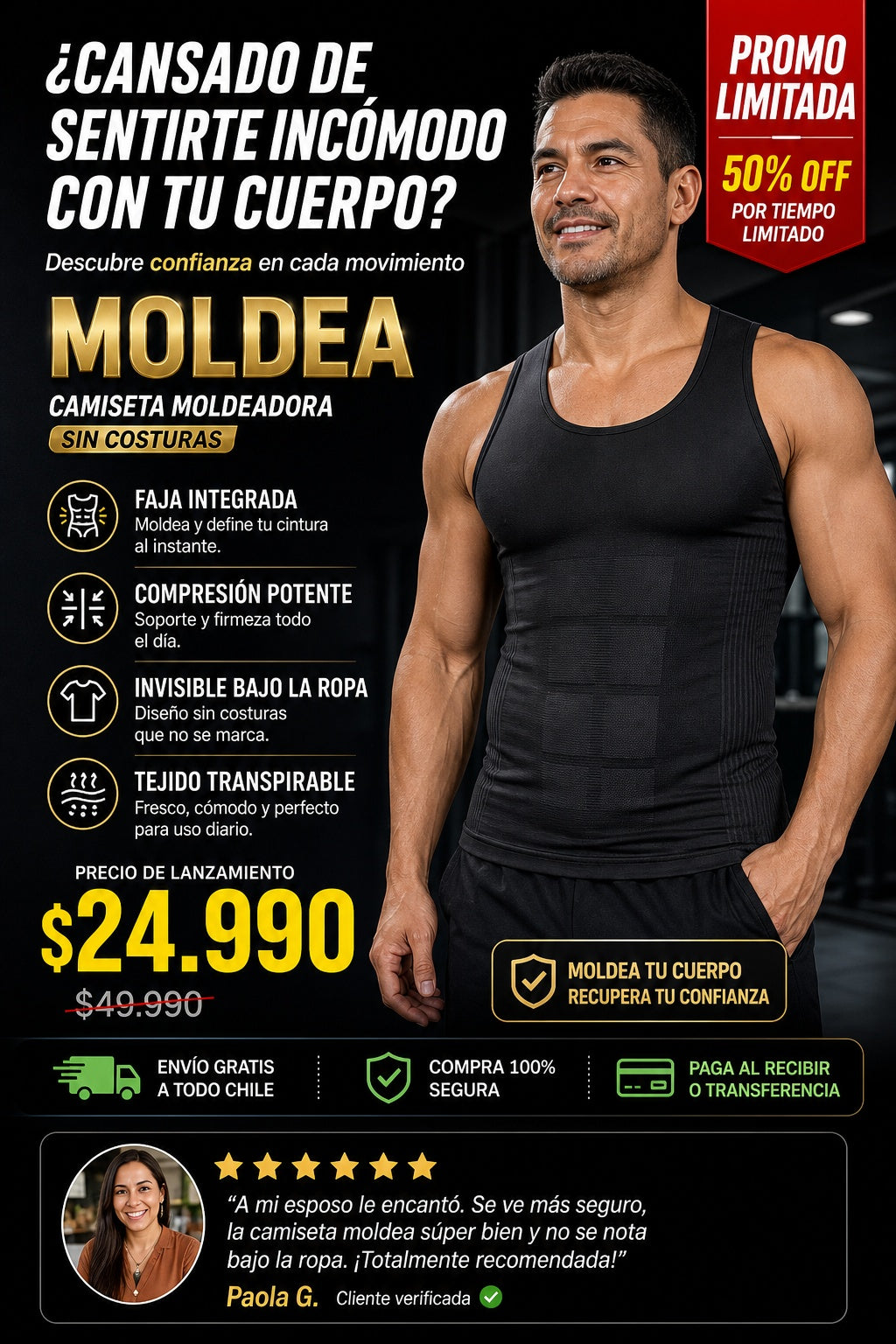 Chaleco moldeador de compresión para hombre - imagen 3 - solucion