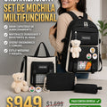 Set De Mochila Multifuncional incluye • 1 Mochila principal.  • 1 Bandolera.  • 1 Bolso mensajero.  • 1 Estuche.  • 1 Llavero de oso.  • 3 Botones decorativos.  • 2 Accesorios de conejo.  • 2 Accesorios de zanahoria. - imagen 3