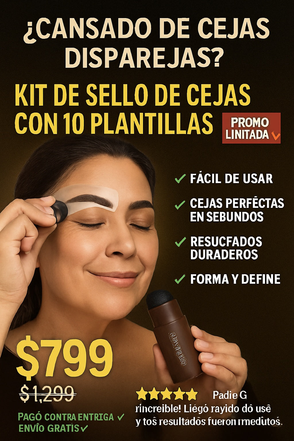 Kit De Sello De Cejas Con 10 Plantillas - imagen 3