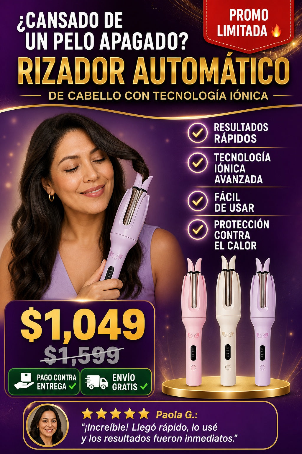 Rizador automático de cabello con tecnología iónica - imagen 3 - solucion
