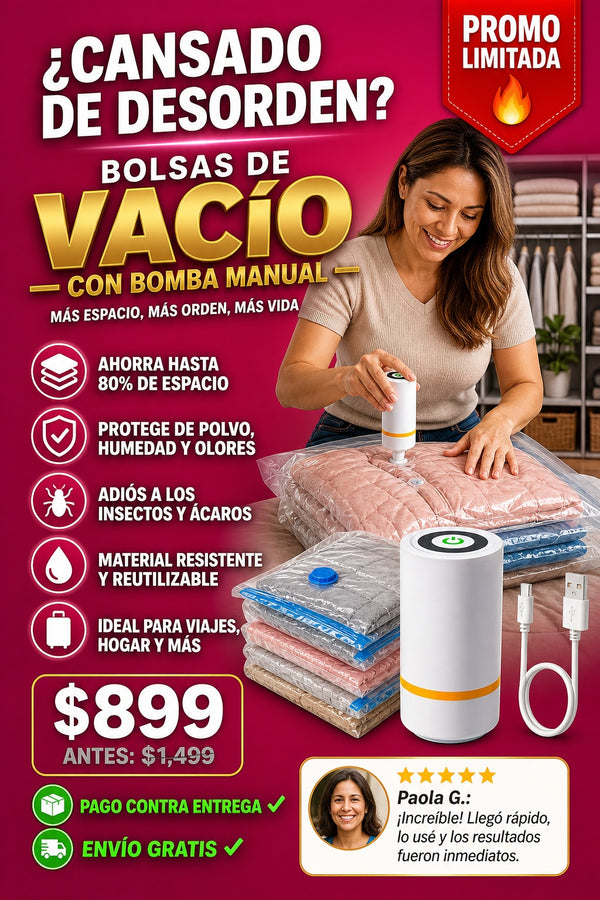 Bolsas Al Vacio Con Bomba Almacenamiento incluye  x Bomba de aire manual 5 x Bolsas de almacenamiento al vacío - imagen 3