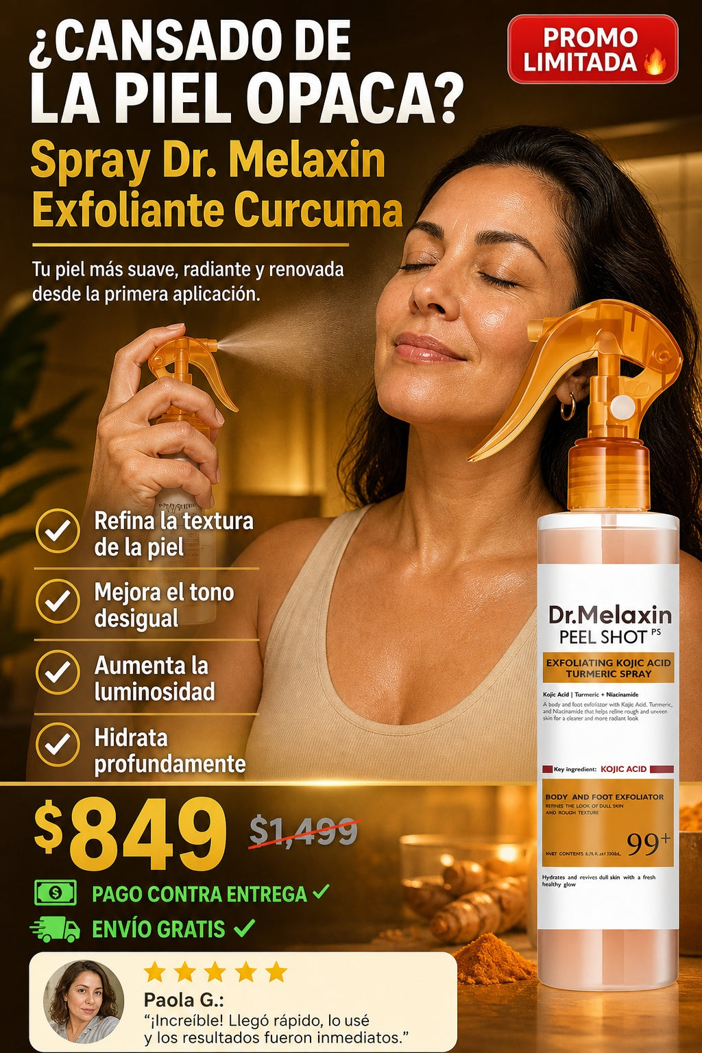 Spray Dr. Melaxin Exfoliante Curcuma - imagen 3