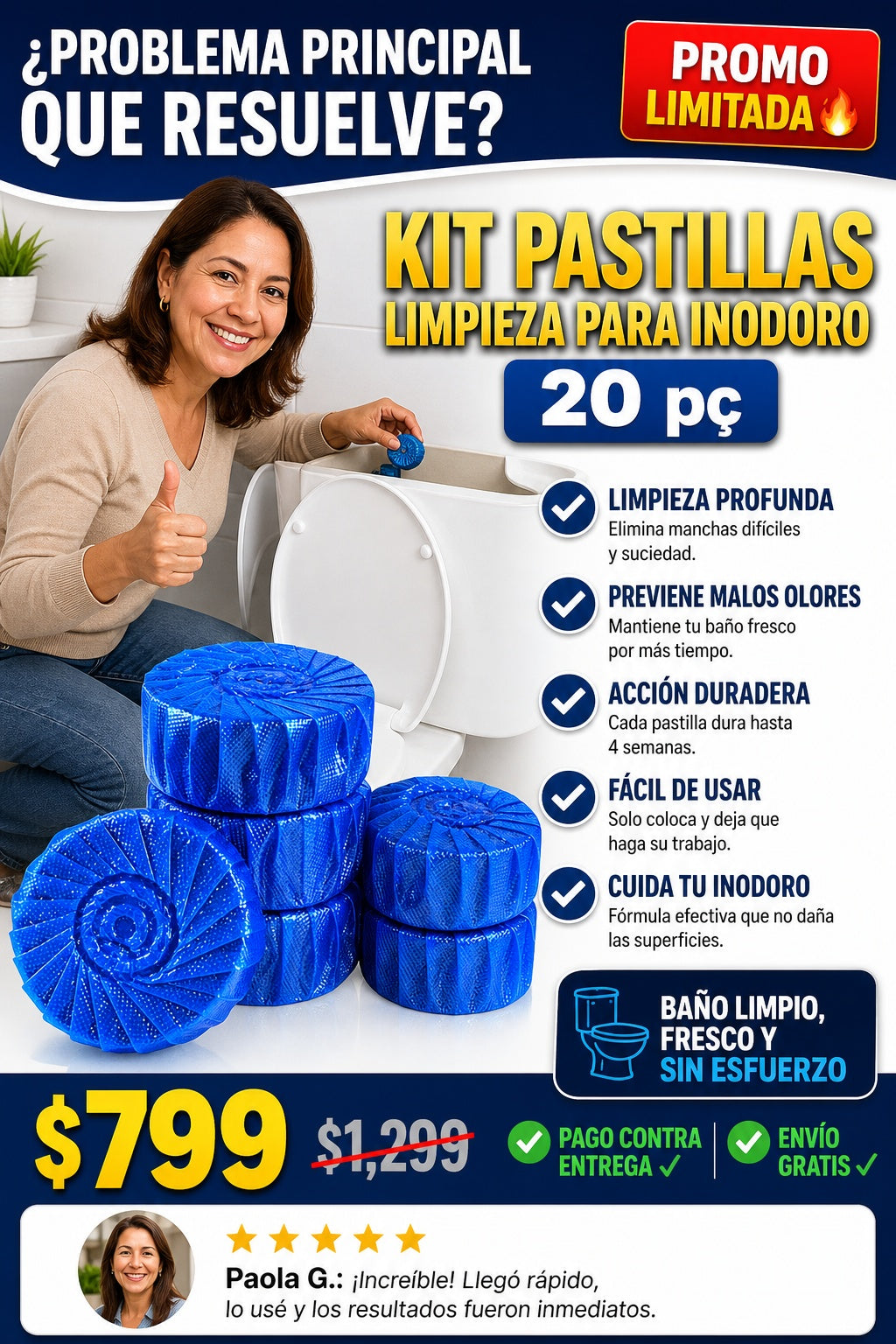 Kit Pastillas Limpieza Para Inodoro 20 pç - imagen 3