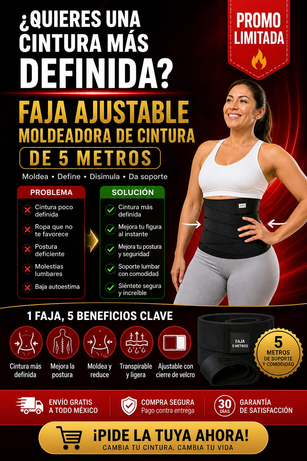 Faja Ajustable moldeadora de cintura De 5 Metros - imagen 3