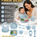 Set de vajilla de silicona para bebé con plato antideslizante y utensilios - imagen 3 - solucion