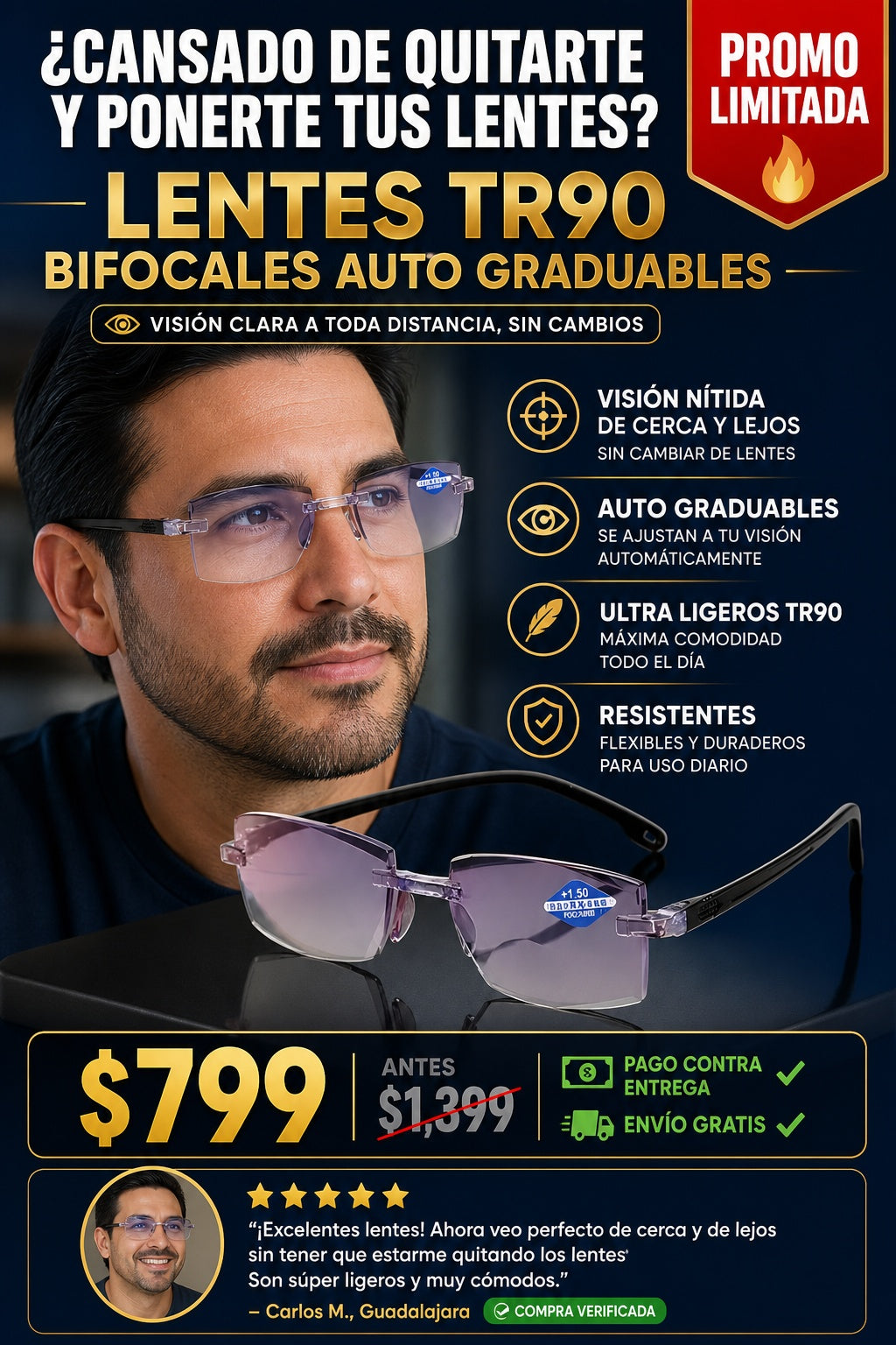 Lentes Tr90 Bifocal Auto Graduables - imagen 3