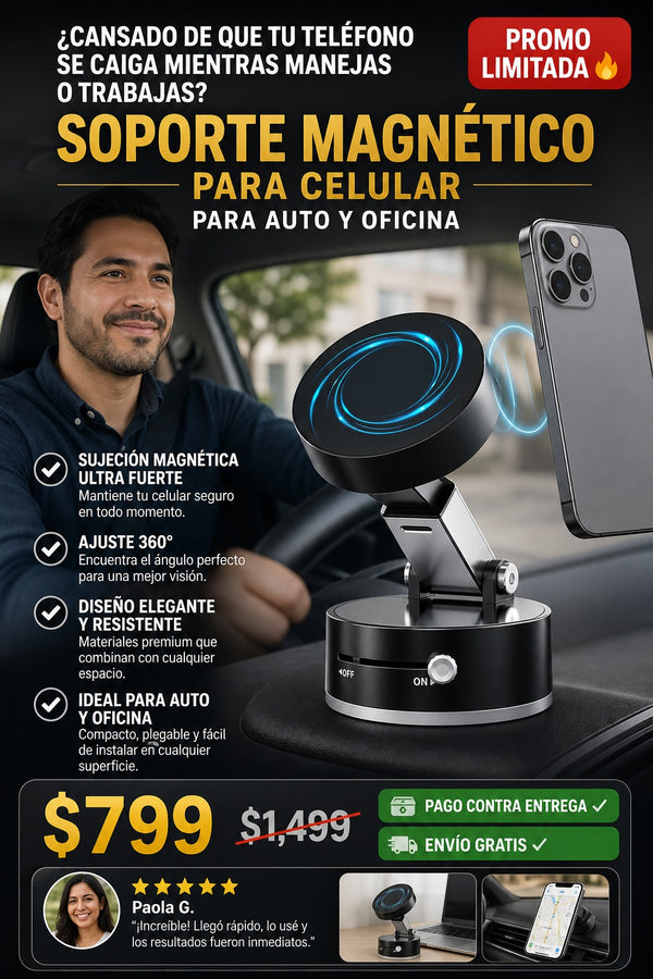 Soporte Magnetico Celular Al Vacio IDEAL PARA OFICINA, AUTO, ESCRITORIO, VIAJE DE NEGOCIOS ETC - imagen 3