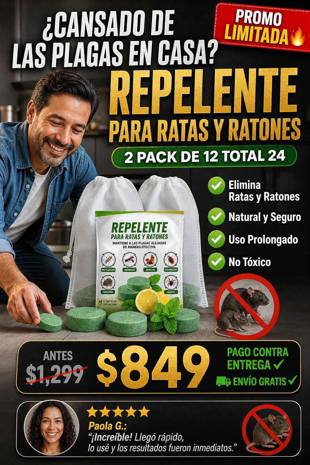 Repelente Para Ratas Y Ratones 2 pack de 12 total 24 - imagen 3