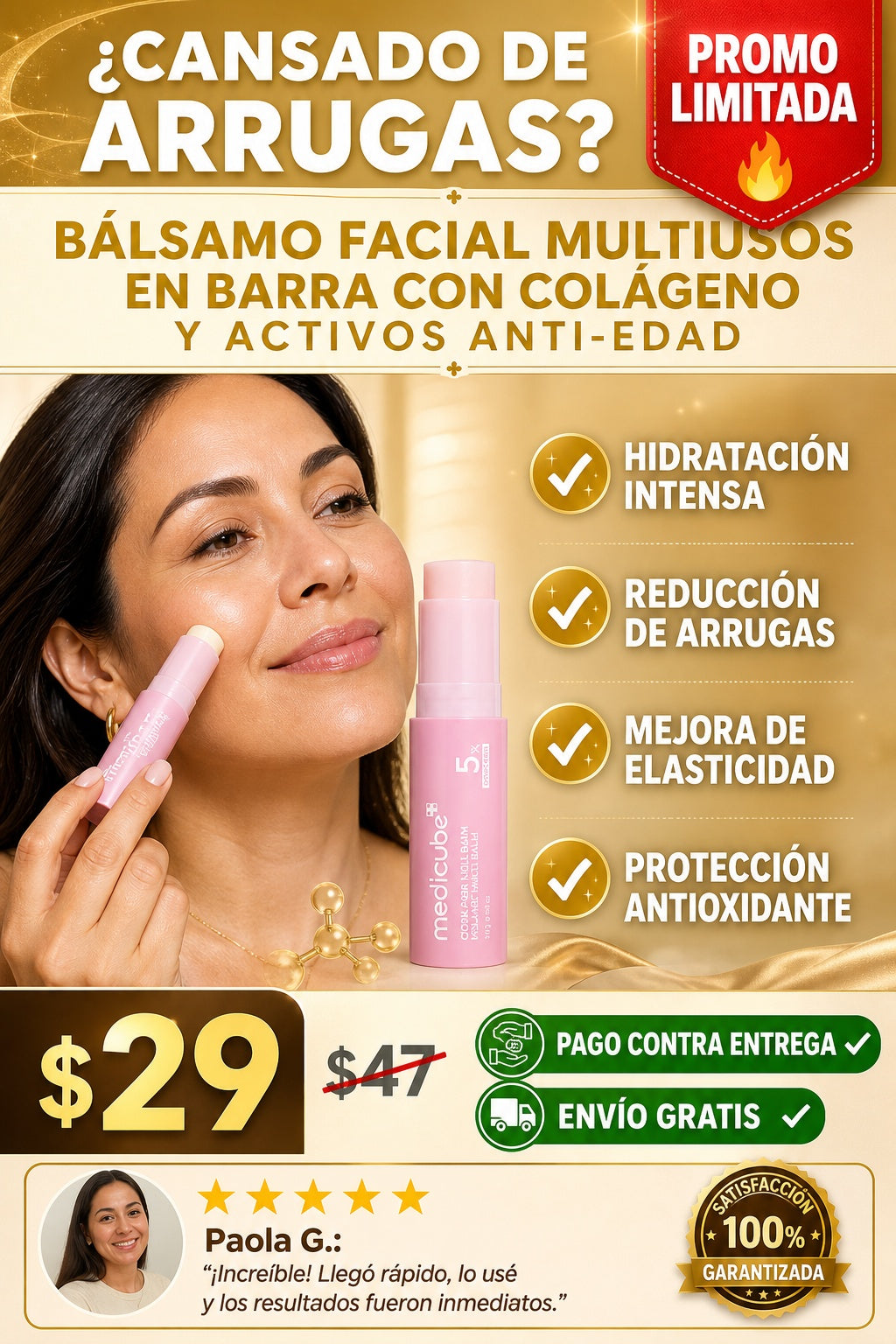 Bálsamo facial multiusos en barra con colágeno y activos anti-edad - imagen 3 - solucion