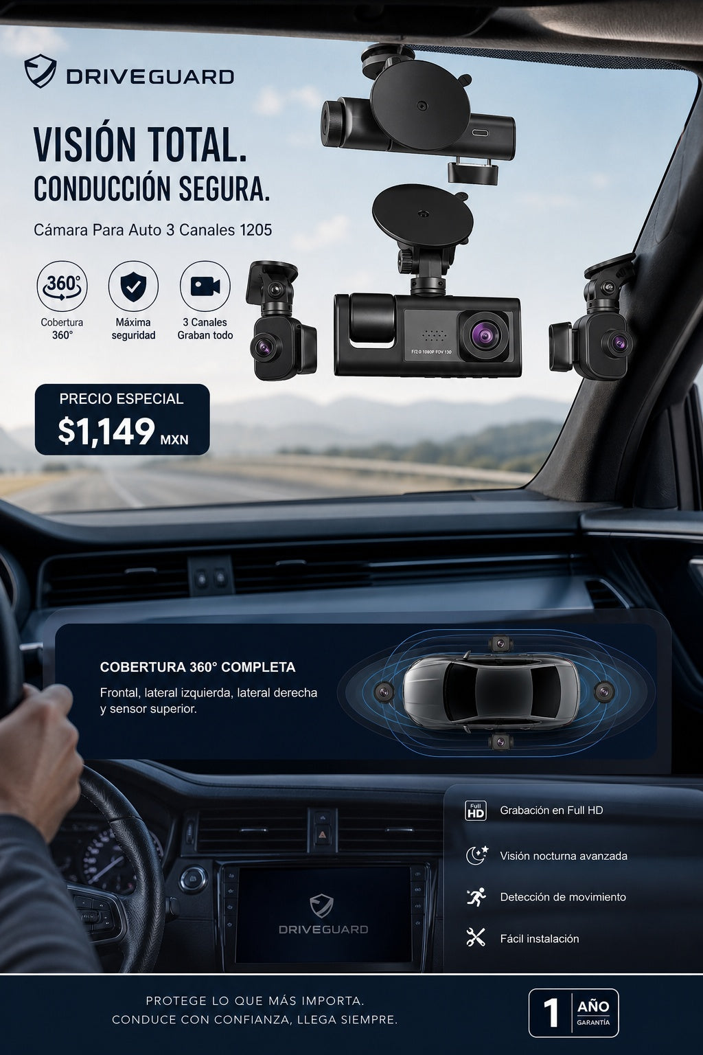 Camara Para Auto 3 Canales 1205 - imagen 3 - solucion