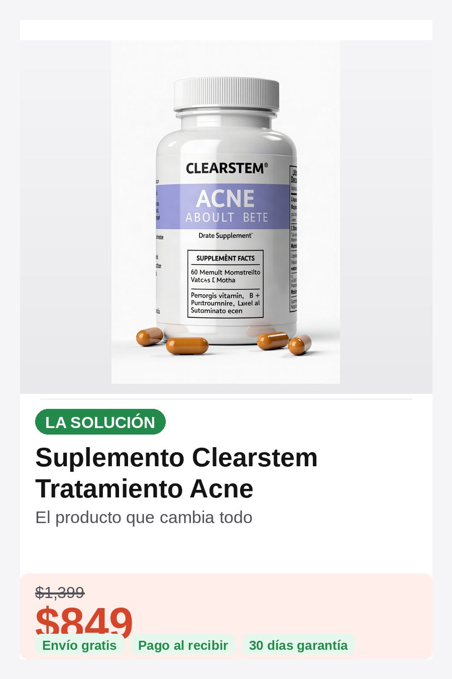 Suplemento Clearstem Tratamiento Acne — solucion