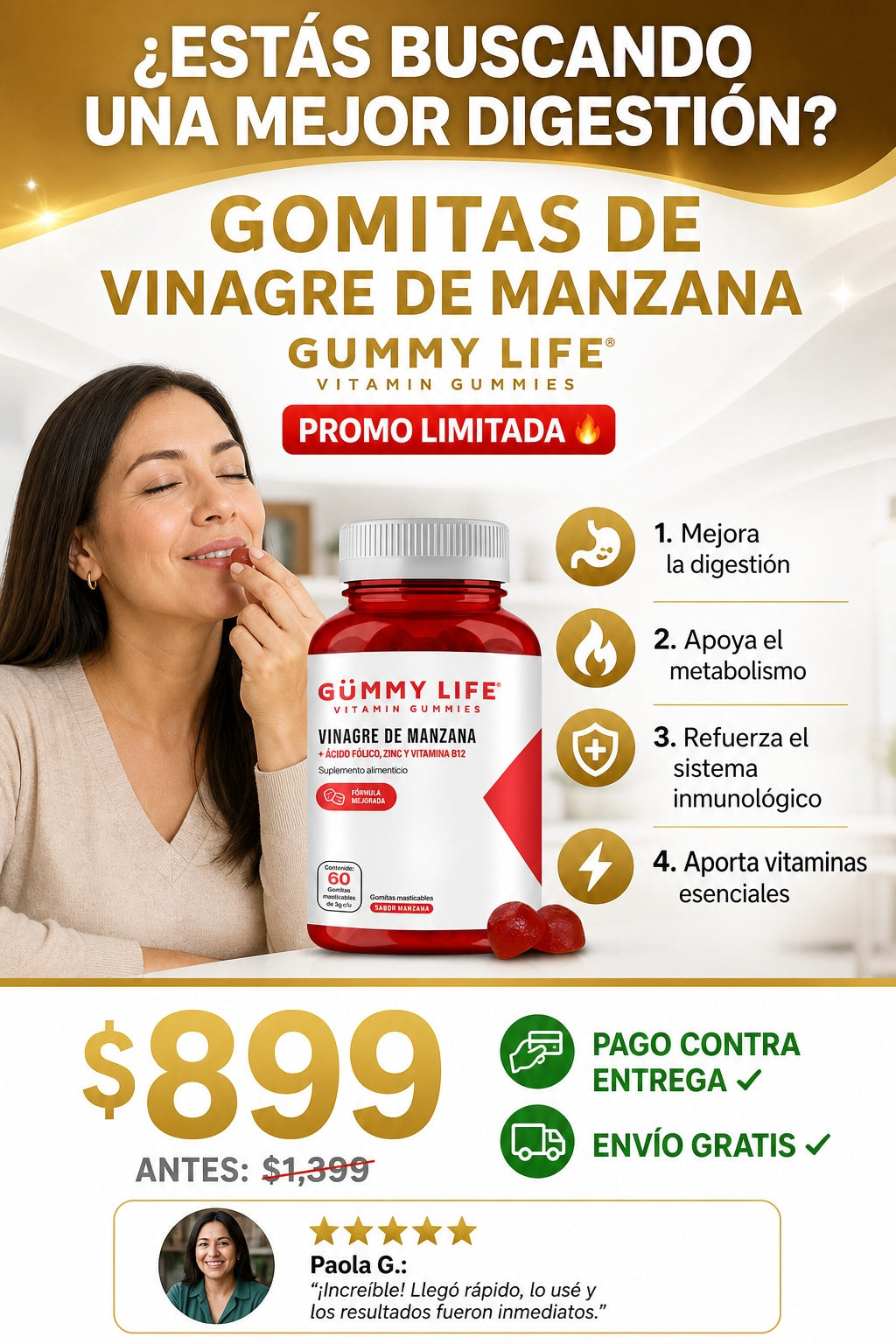 Gomitas De Vinagre De Manzana Gummy Life - imagen 3