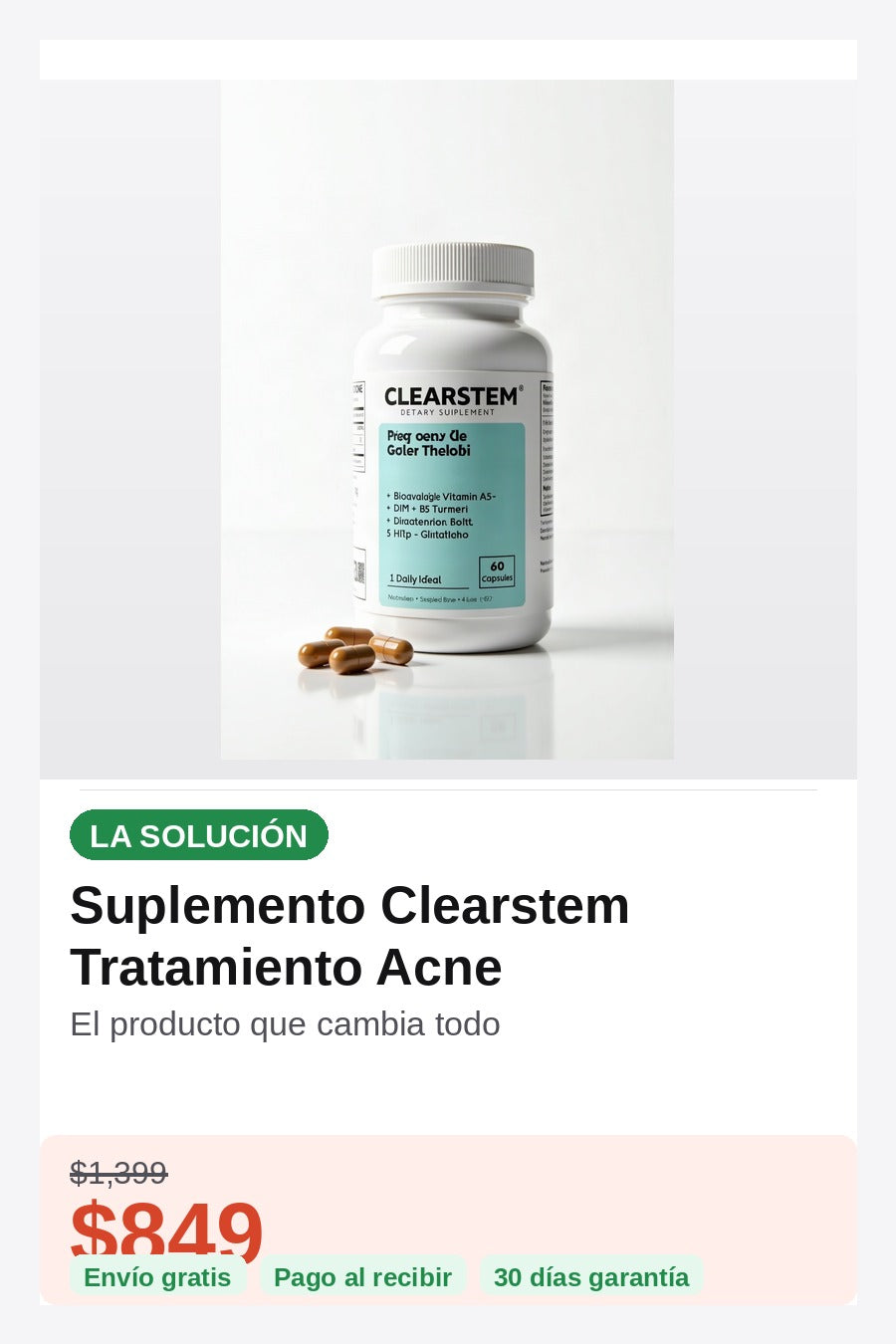 Suplemento Clearstem Tratamiento Acne — solucion