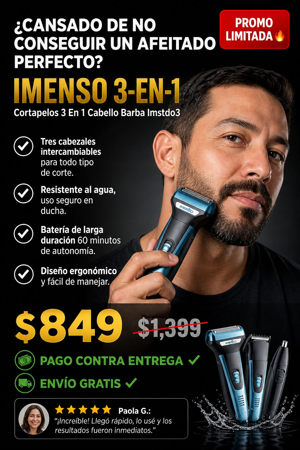 Cortapelos 3 En 1 Cabello Barba Imstdo3 - imagen 3
