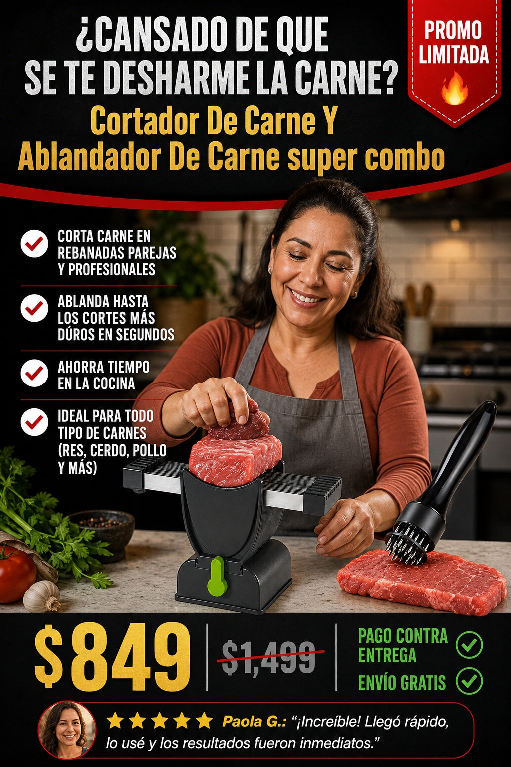 Cortador De Carne Y Ablandador De Carne super combo - imagen 3