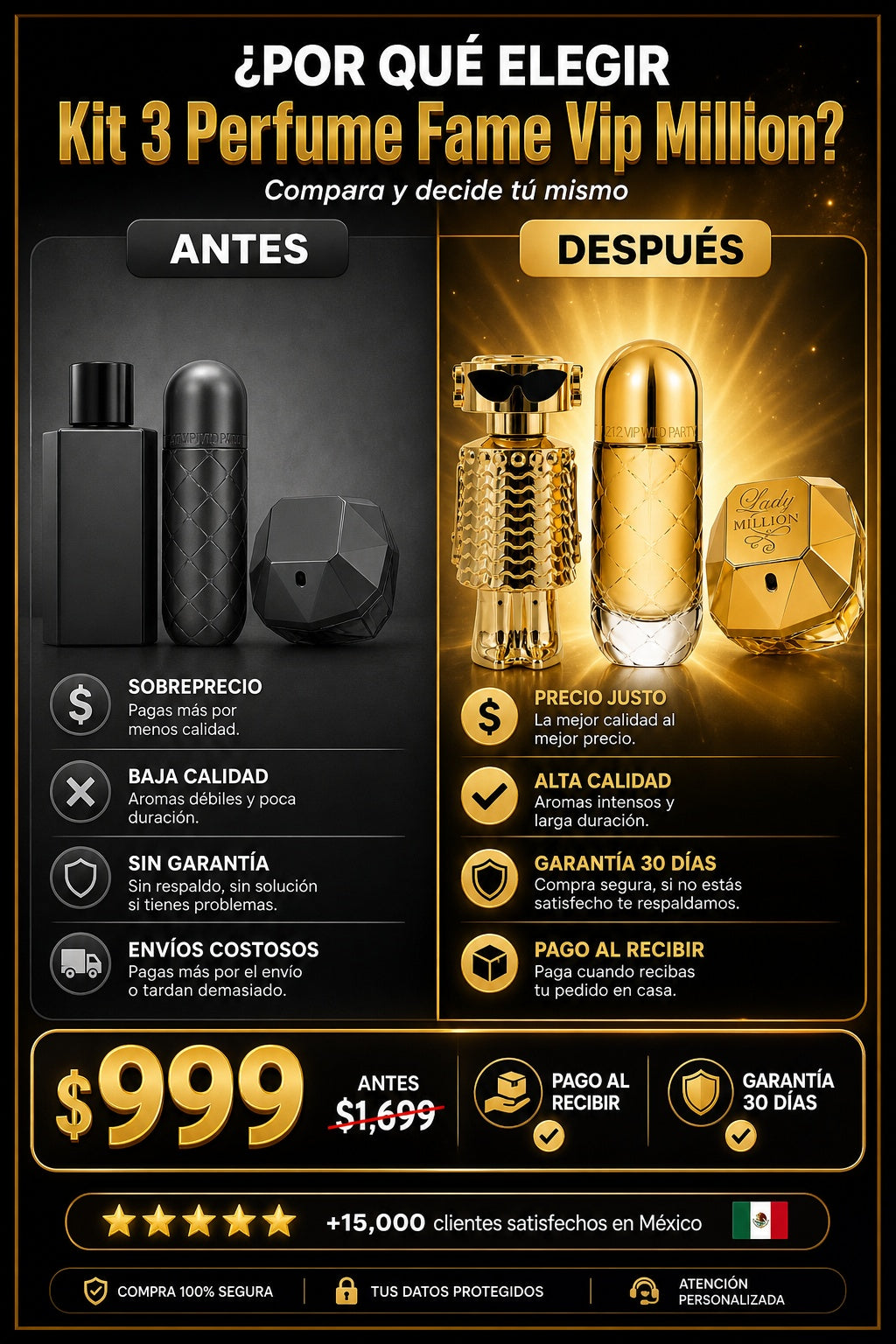 Kit 3 Perfume Fame Vip Million - imagen 4