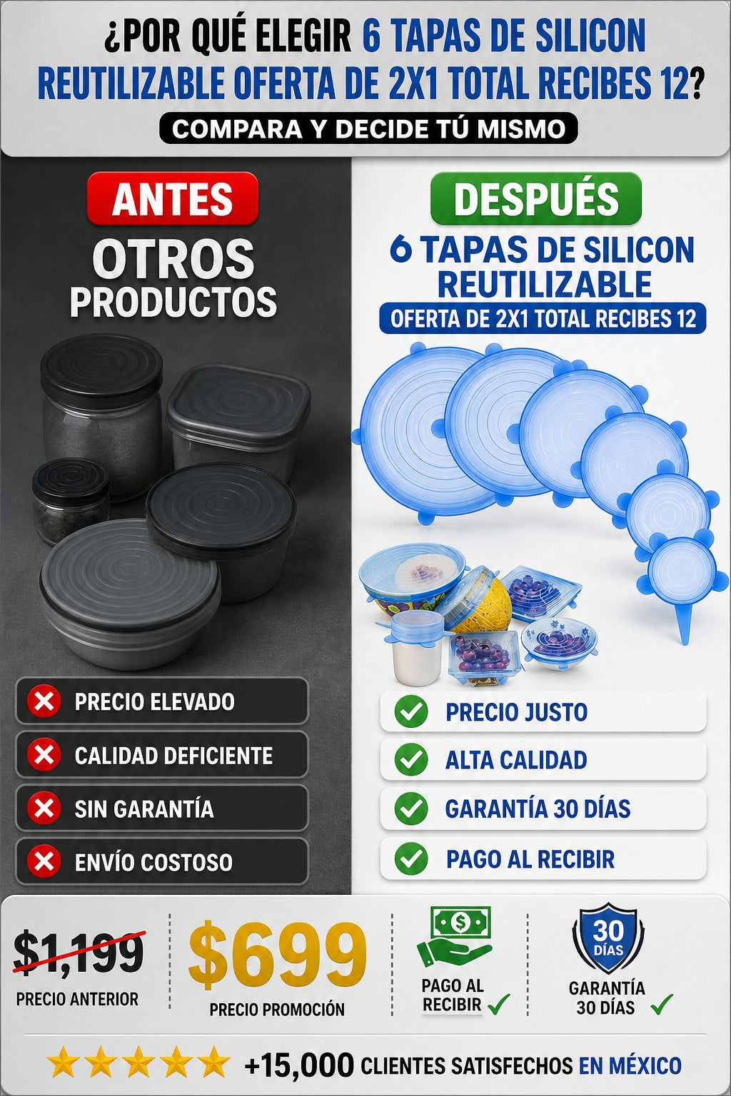 6 Tapas De Silicon Reutilizable oferta de 2x1 total recibes 12 - imagen 4