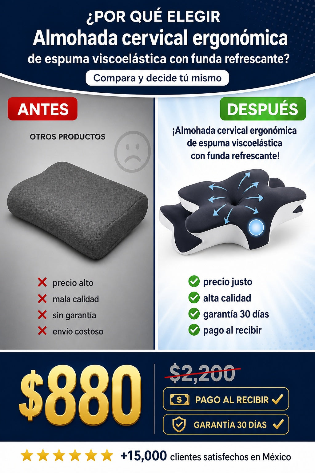 Almohada cervical ergonómica de espuma viscoelástica con funda refrescante - imagen 4 - beneficios