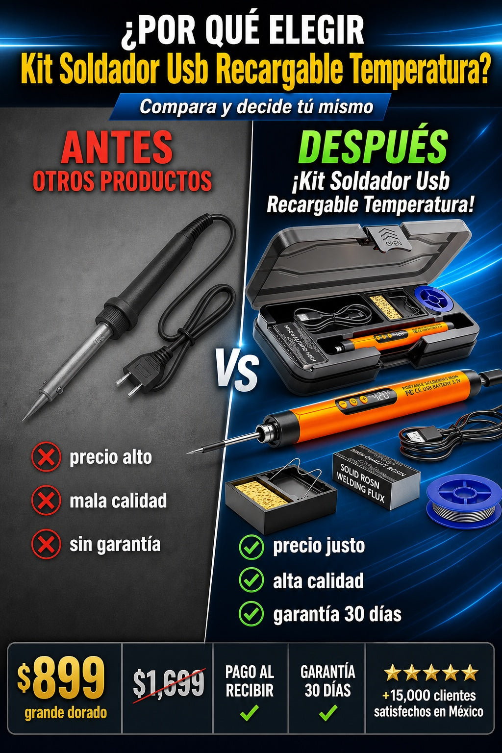 Kit Soldador Usb Recargable Temperatura - imagen 4
