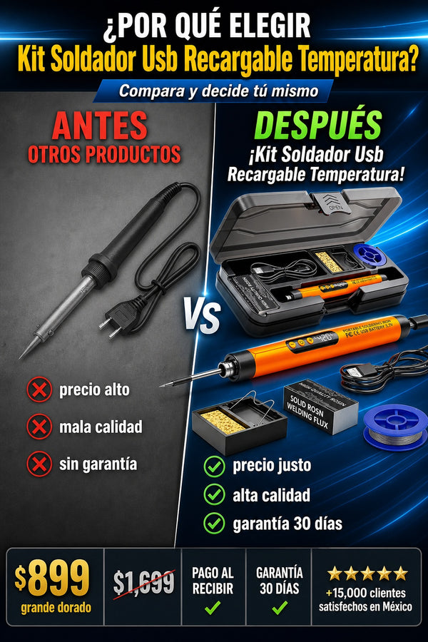 Kit Soldador Usb Recargable Temperatura - imagen 4
