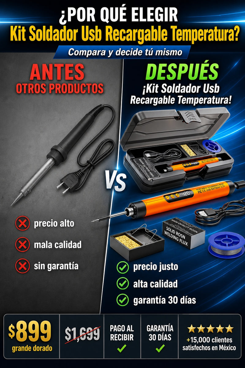 Kit Soldador Usb Recargable Temperatura - imagen 4