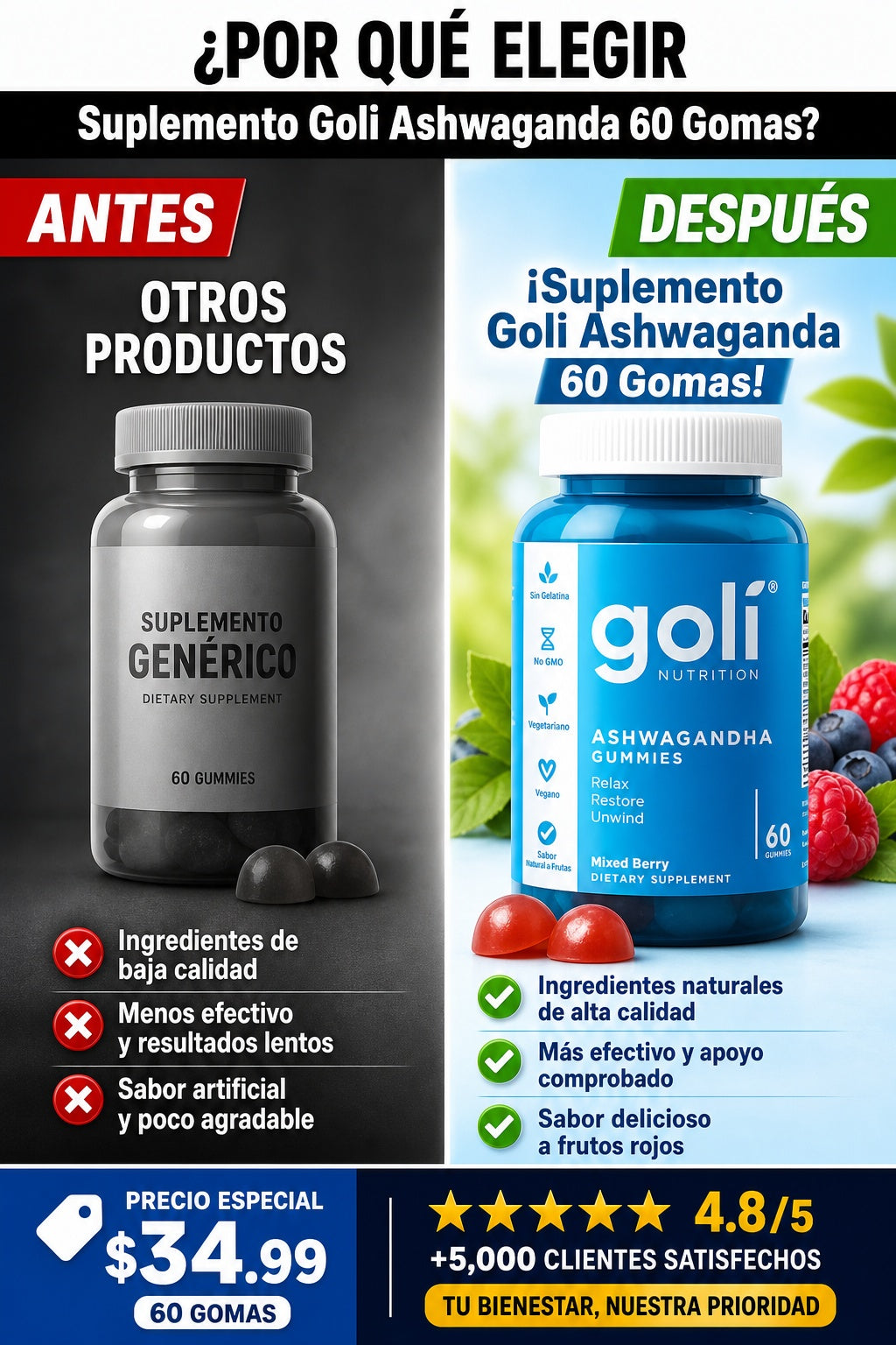 Suplemento Goli Ashwaganda 60 Gomas - imagen 4