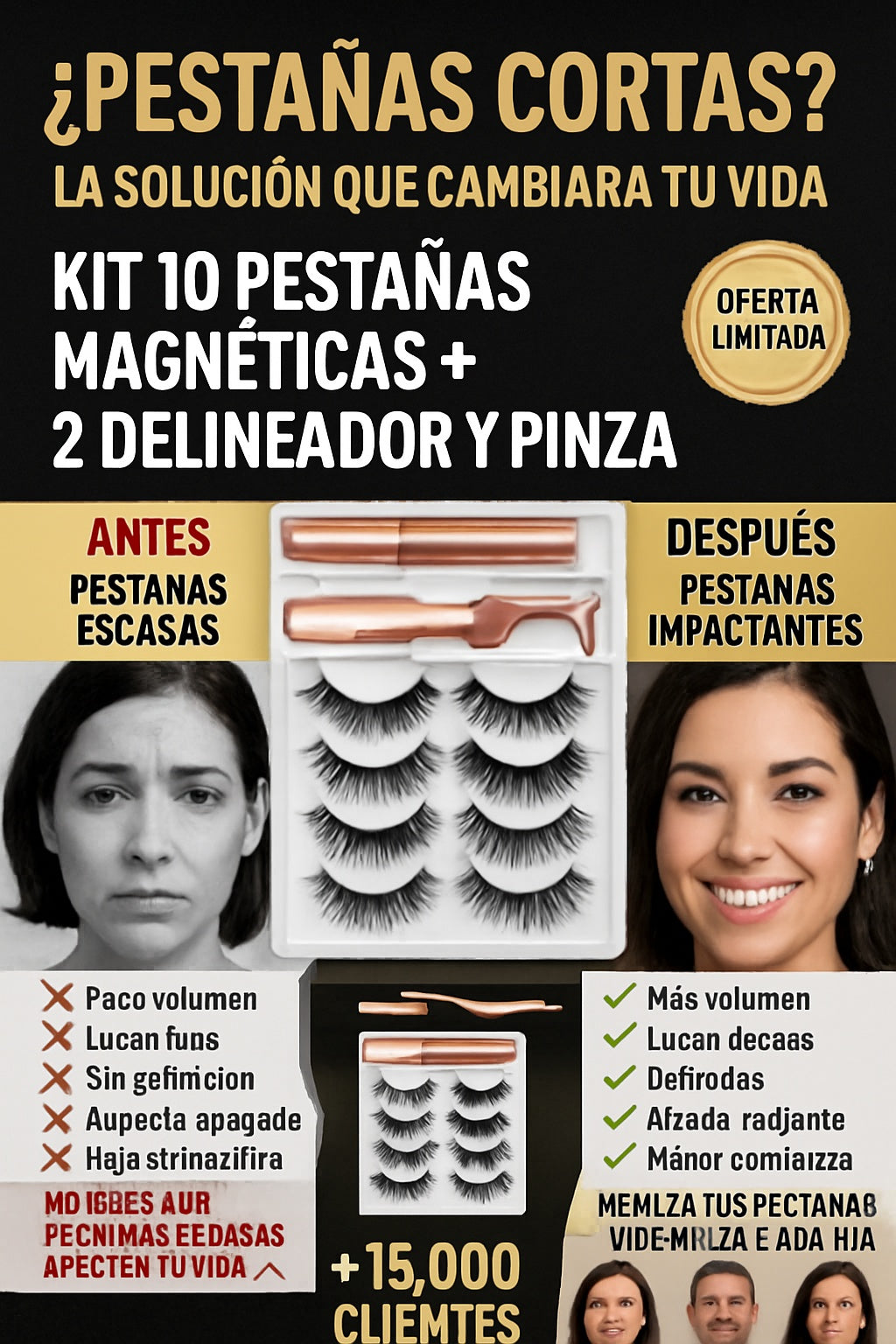 Kit 10 Pestanas Magneticas + 2 delineador y pinza - imagen 4