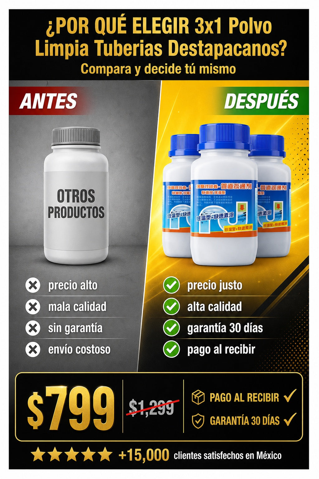 3x1 Polvo Limpia Tuberias Destapacanos - imagen 4