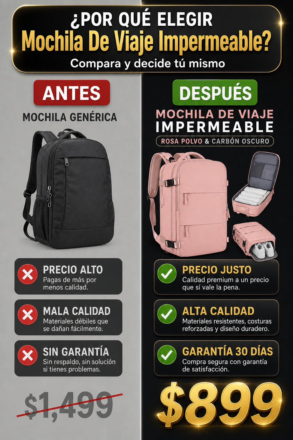 Mochila De Viaje Impermeable - imagen 4