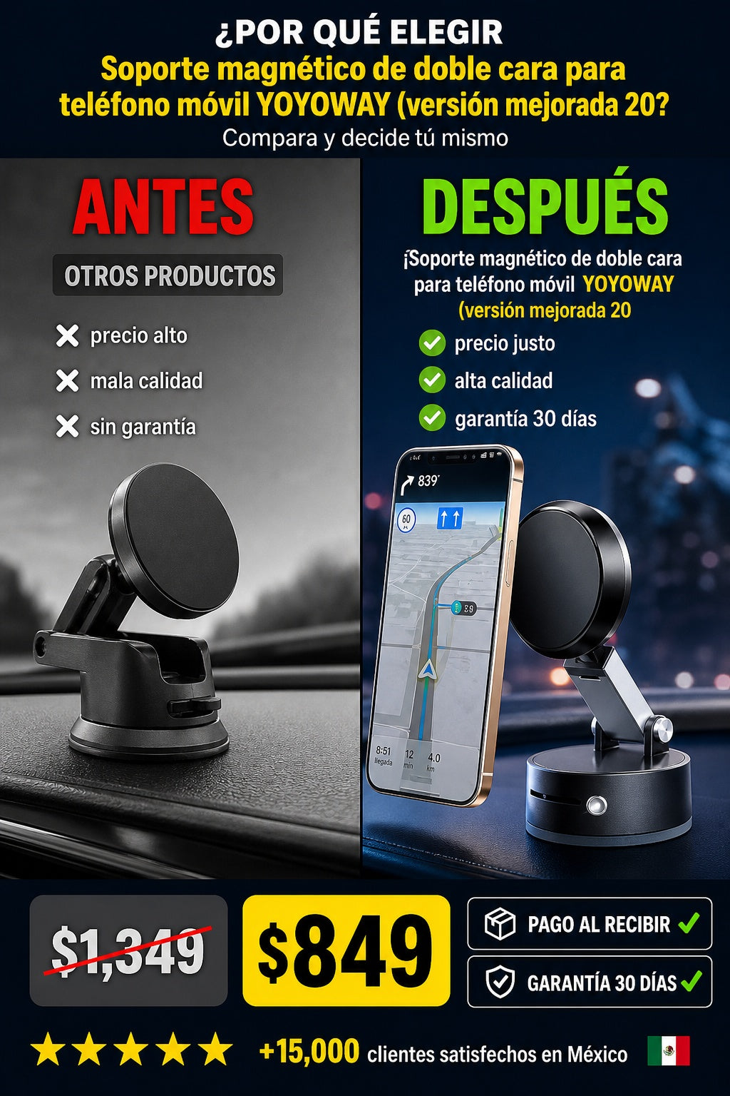 Soporte magnético de doble cara para teléfono móvil YOYOWAY (versión mejorada 20 - imagen 4 - beneficios