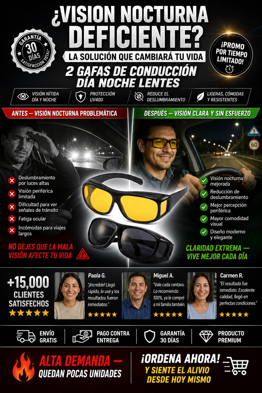 2 Gafas De Conduccion Dia Noche Lentes - imagen 4