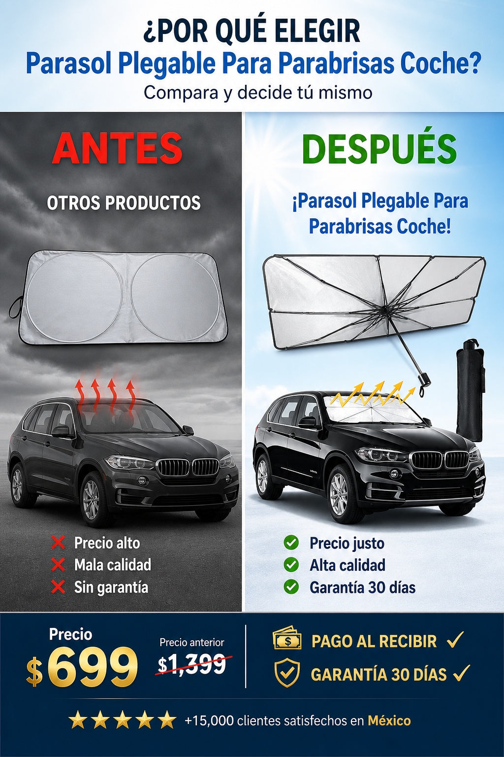 Parasol Plegable Para Parabrisas Coche - imagen 4