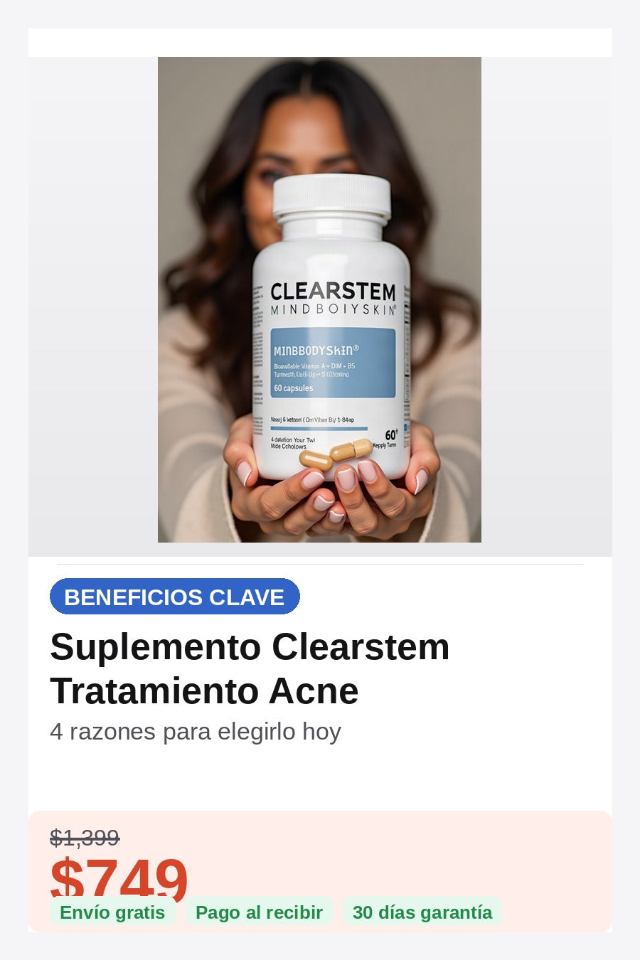 Suplemento Clearstem Tratamiento Acne — beneficios