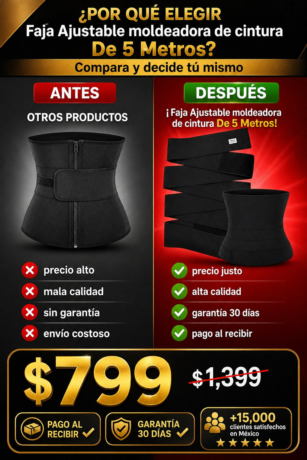 Faja Ajustable moldeadora de cintura De 5 Metros - imagen 4