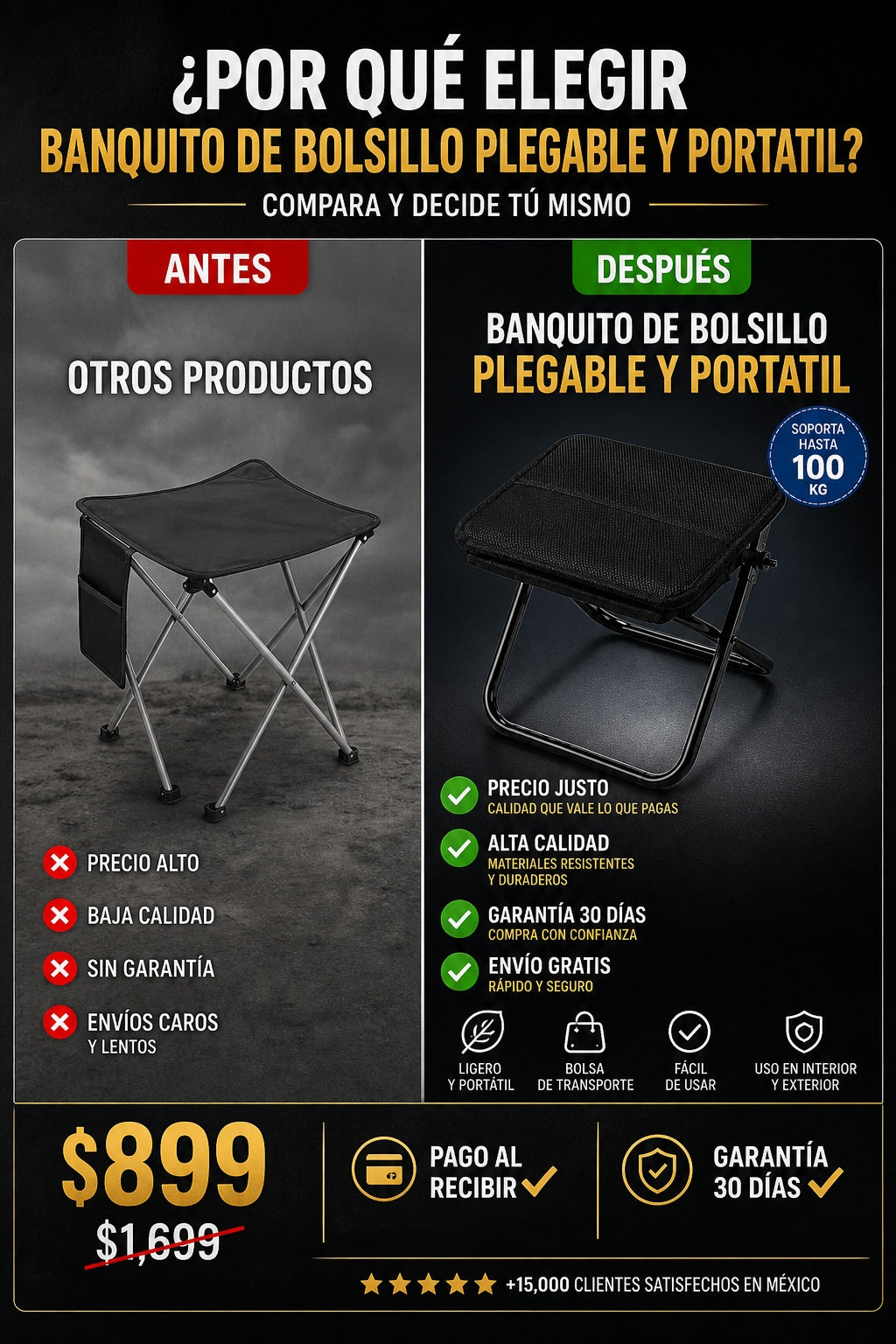 Banquito De Bolsillo Plegable Y Portatil - imagen 4