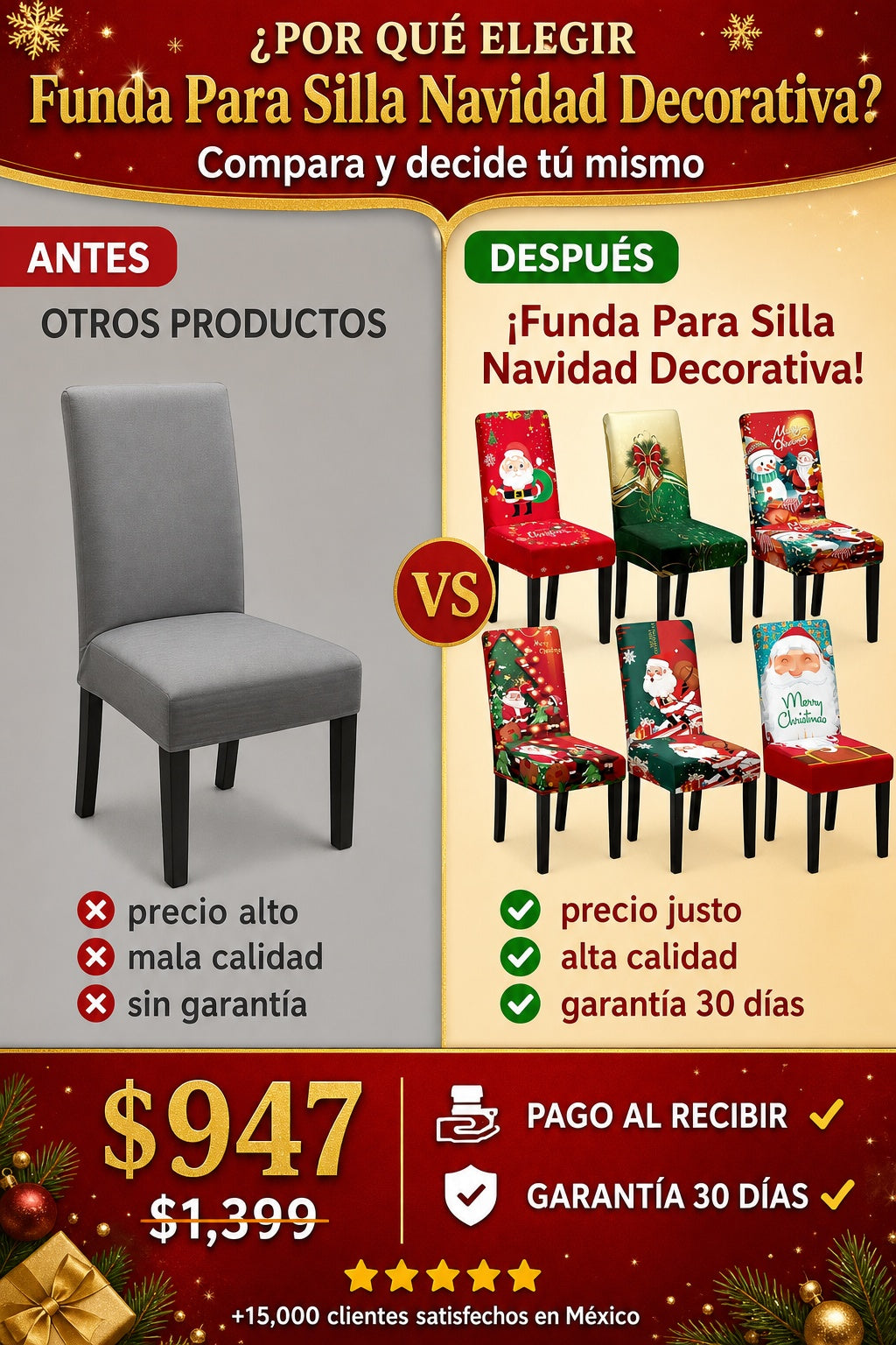 Funda Para Silla Navidad Decorativa - imagen 4