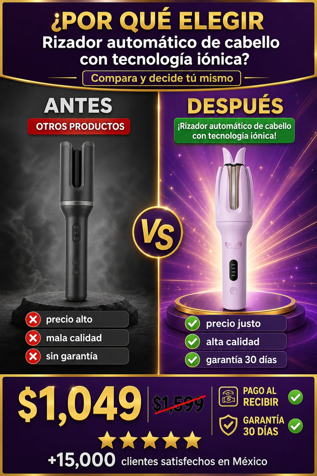 Rizador automático de cabello con tecnología iónica - imagen 4 - beneficios