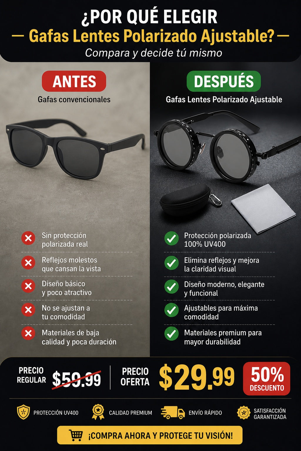 Gafas Lentes Polarizado Ajustable - imagen 4