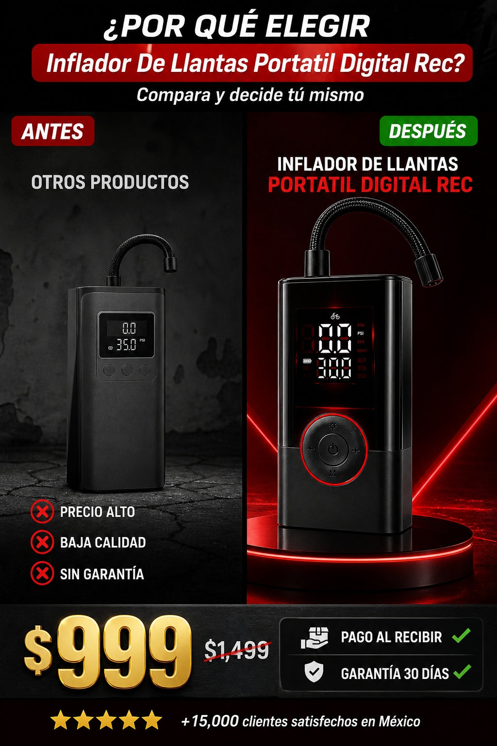 Inflador De Llantas Portatil Digital Rec - imagen 4