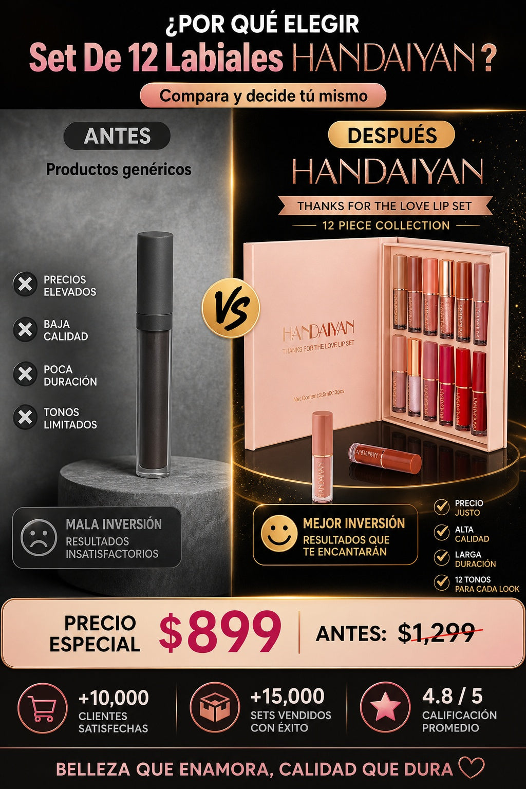 Set De 12 Labiales HANDAIYAN - imagen 4