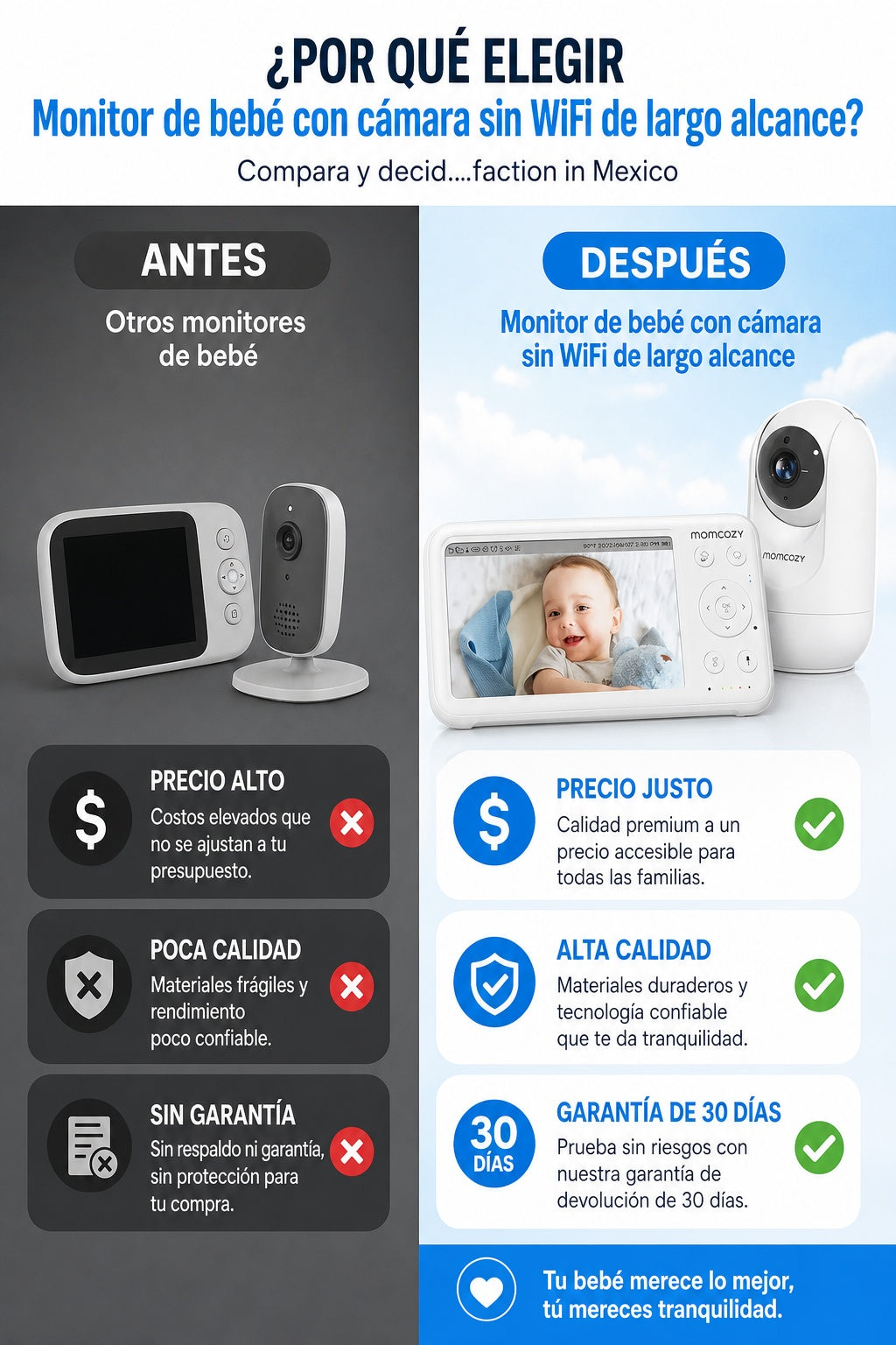 Monitor de bebé con cámara sin WiFi de largo alcance - imagen 4 - beneficios