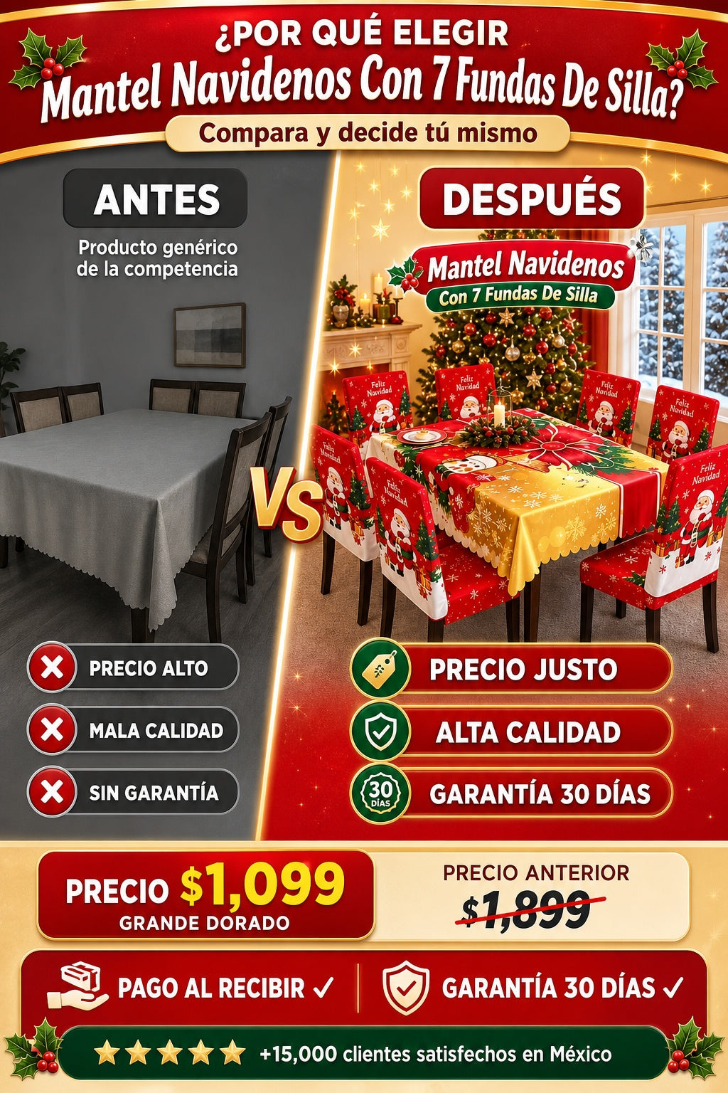 Mantel Navidenos Con 7 Fundas De Silla - imagen 4