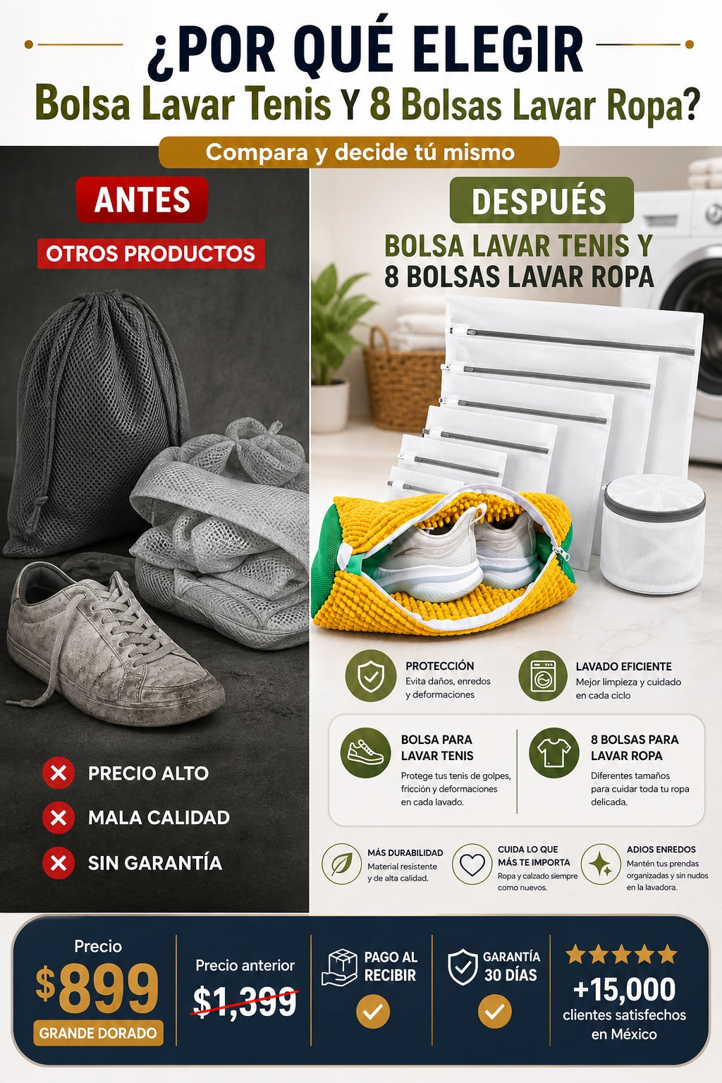 Bolsa Lavar Tenis Y 8 Bolsas Lavar Ropa - imagen 4